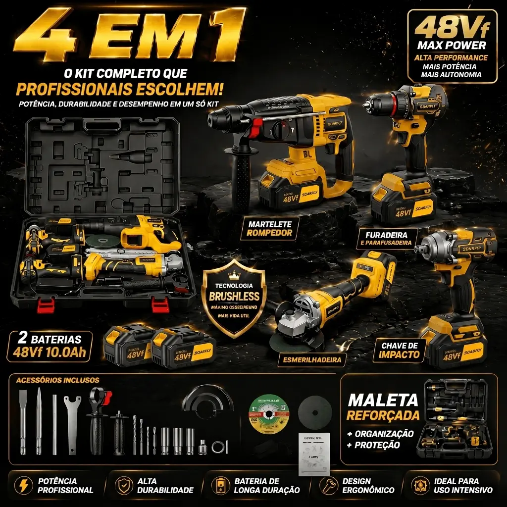 Kit Ferramentas SOARFLY 4 em 1 48Vf